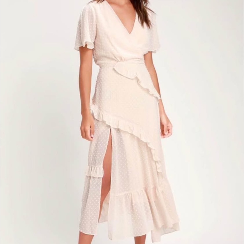 Lulus Next to you ruffled dress Swiss dot